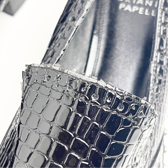 ADRIANNA PAPELL Black Leather Lined Embossed Studded Pointy Toe Flats, Size 7 - Picture 7 of 11